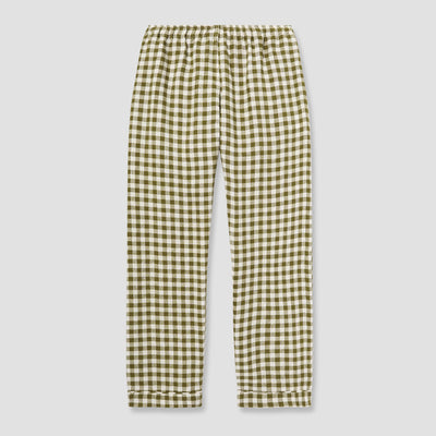 Men's Botanical Green Gingham Linen Pajama Set