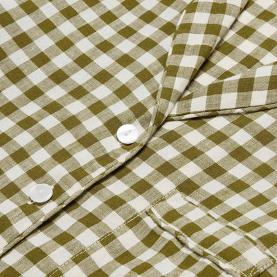 Botanical Green Gingham Linen Pajama Shirt (Top Only)