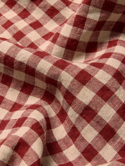 Rhubarb Gingham Linen Blend Pillowcases (Pair)