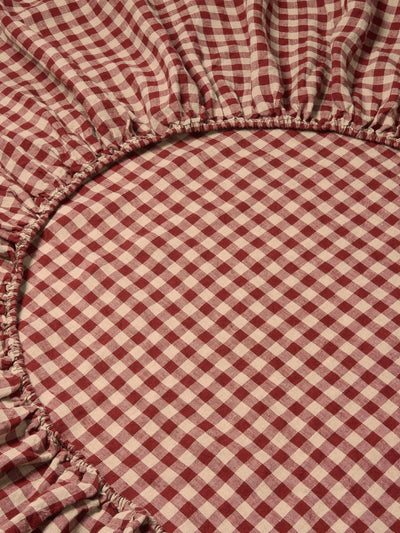 Rhubarb Gingham Linen Blend Fitted Sheet