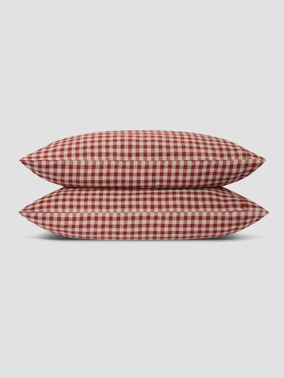 Rhubarb Gingham Linen Blend Pillowcases (Pair) - alternate image