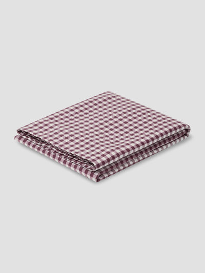 Berry Gingham Linen Blend Flat Sheet - alternate image