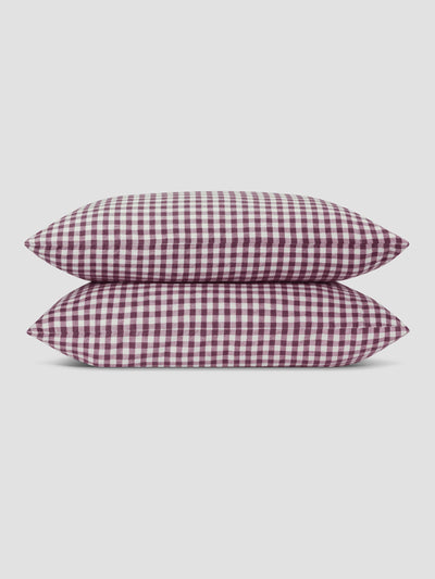 Berry Gingham 100% Linen Pillowcases (Pair) - alternate image