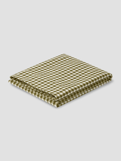 Botanical Green Gingham 100% Linen Flat Sheet - alternate image