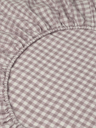 Elderberry Gingham Linen Blend Fitted Sheet
