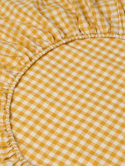 Honey Gingham Linen Blend Fitted Sheet - alternate image