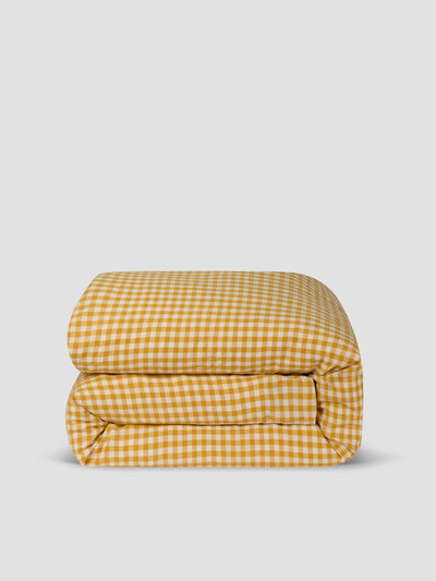 Honey Gingham Linen Blend Duvet Cover