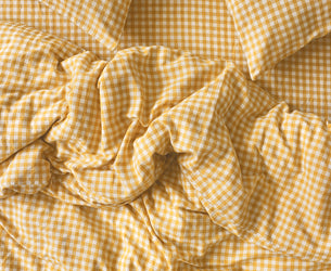 Honey Gingham Linen Blend Duvet Cover