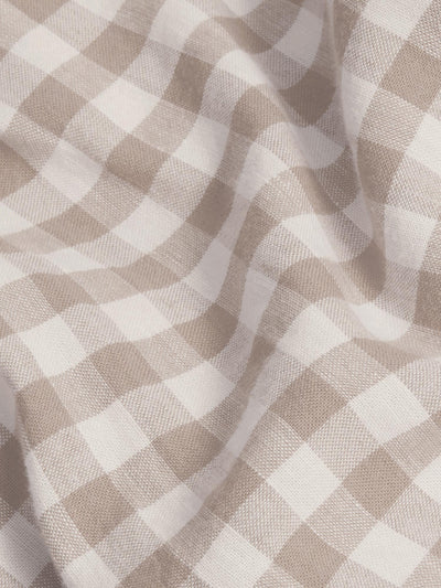 Mushroom Gingham Linen Blend Pillowcase (Pair)