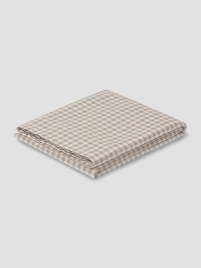 Mushroom Gingham Linen Blend Flat Sheet