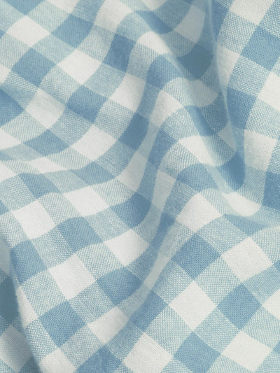 Warm Blue Gingham Linen Blend Pillowcase (Pair)