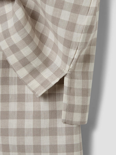 Mushroom Gingham Linen Blend Pajama Short Set - Piglet in Bed US