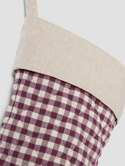 Berry Gingham Linen Blend Christmas Stocking - alternate image