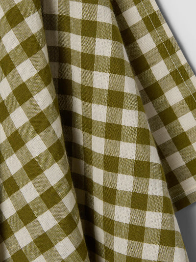 Botanical Green Gingham Linen Blend Tea Towel - alternate image