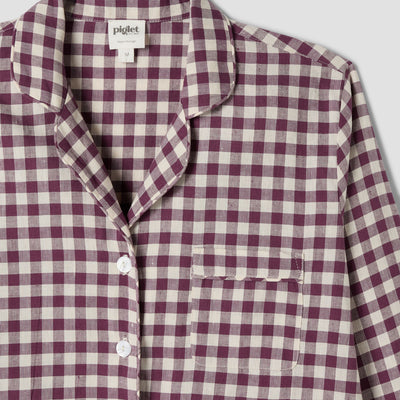 Berry Gingham Linen Blend Pajama Set