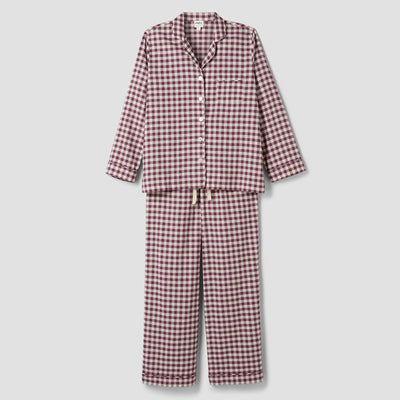 Berry Gingham Linen Blend Pajama Set
