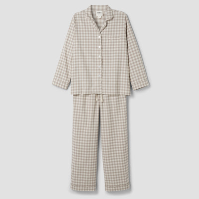 Mushroom Gingham Linen Blend Pajama Set - alternate image