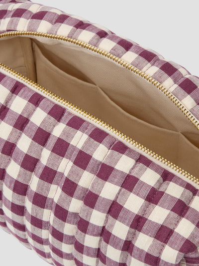 Berry Gingham Linen Blend Wash Bag - alternate image