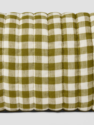 Botanical Green Gingham Linen Blend Wash Bag