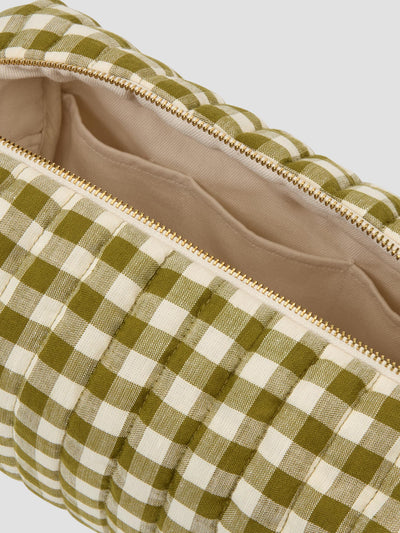 Botanical Green Gingham Linen Blend Wash Bag - alternate image