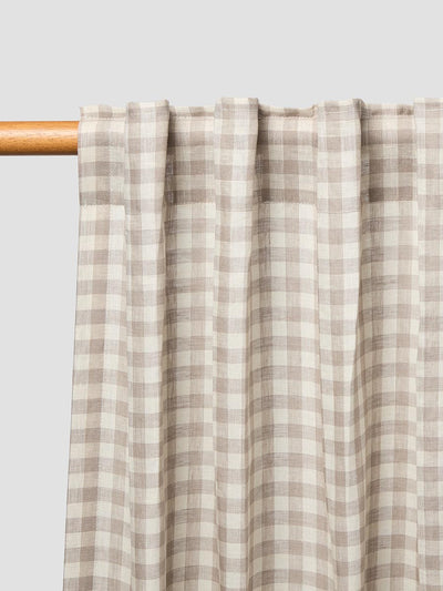 Mushroom Gingham Linen Blend Curtains (Pair)