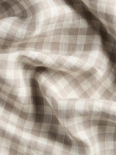 Mushroom Gingham Linen Blend Curtains (Pair)