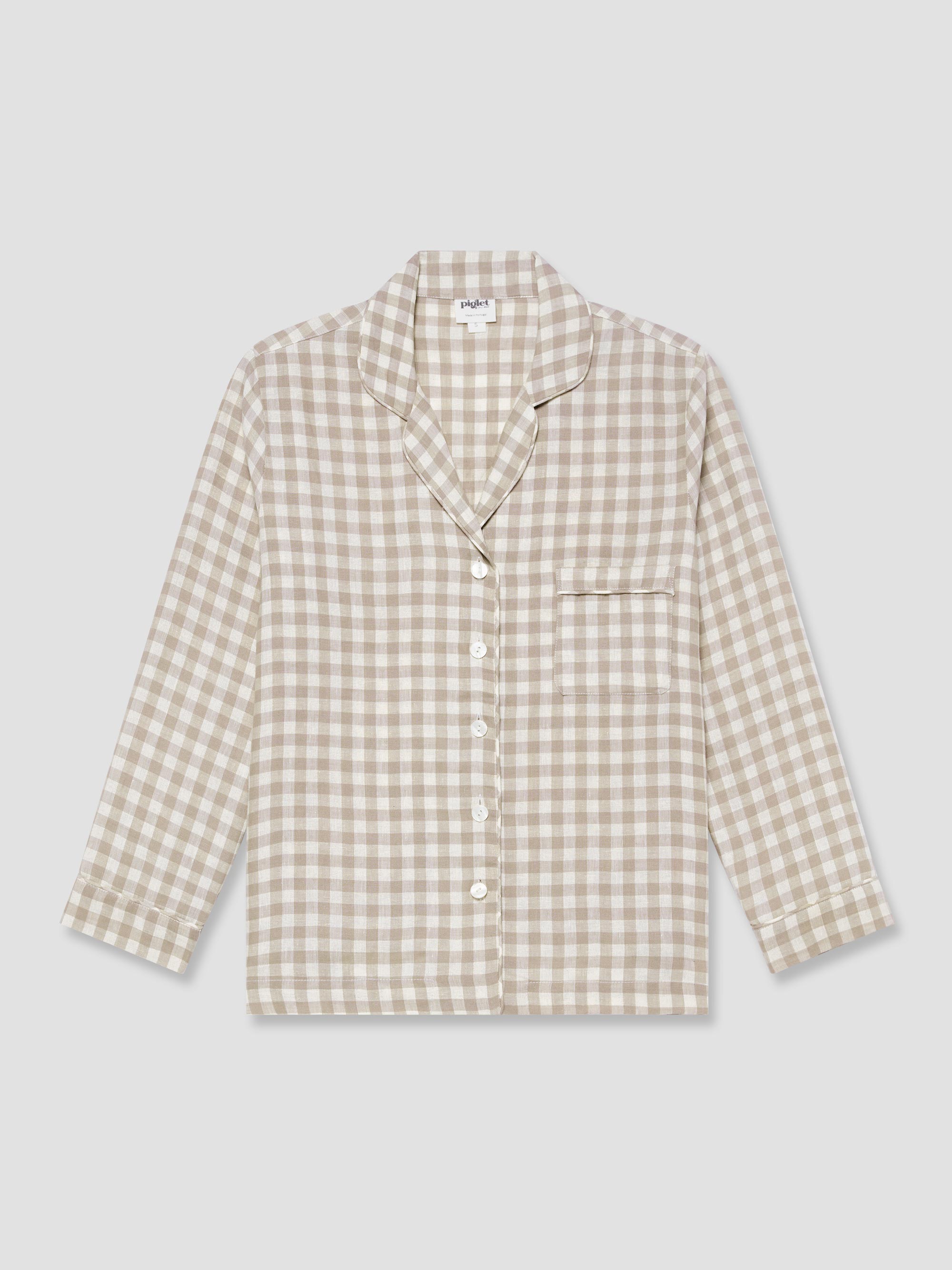 Mushroom Gingham Pajama Shirt
