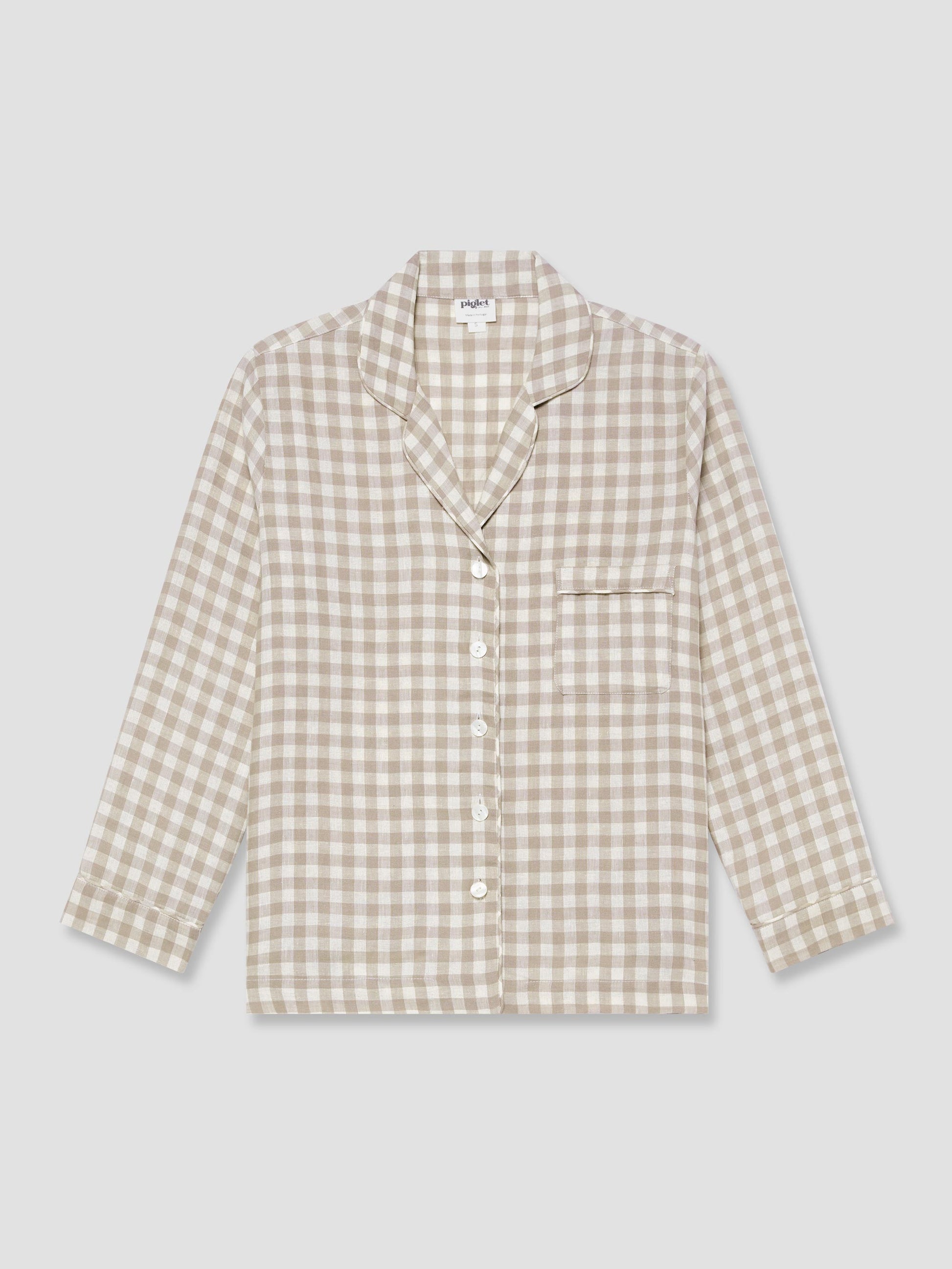 Mushroom Gingham Pajama Shirt