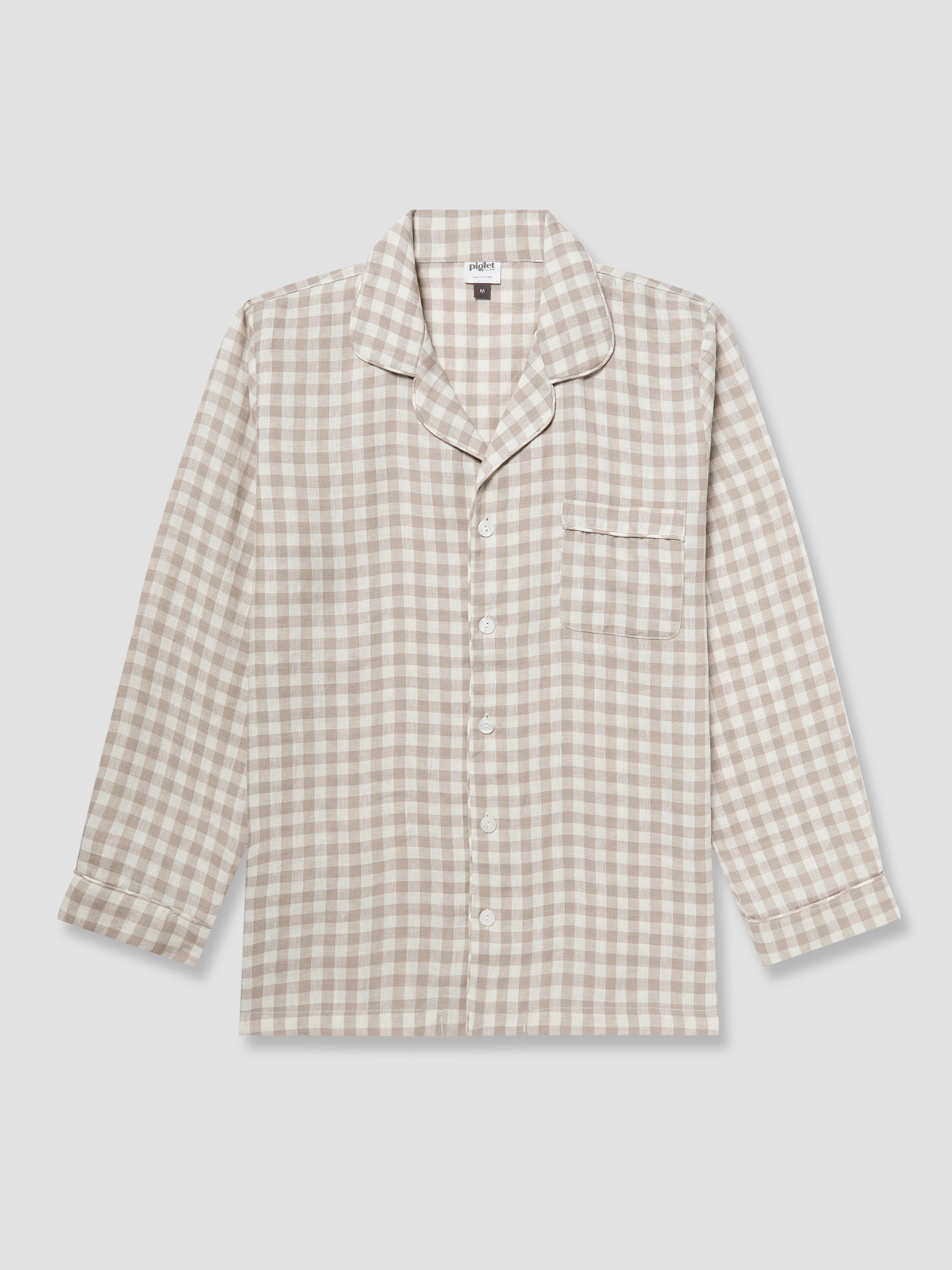 Men's Mushroom Gingham Pajama Shirt