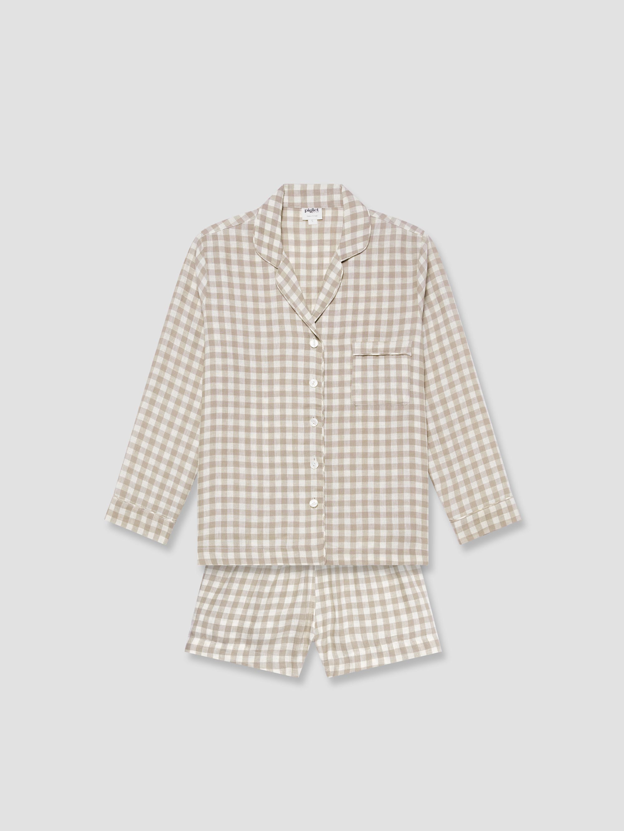 Mushroom Gingham Pajama Shorts Set
