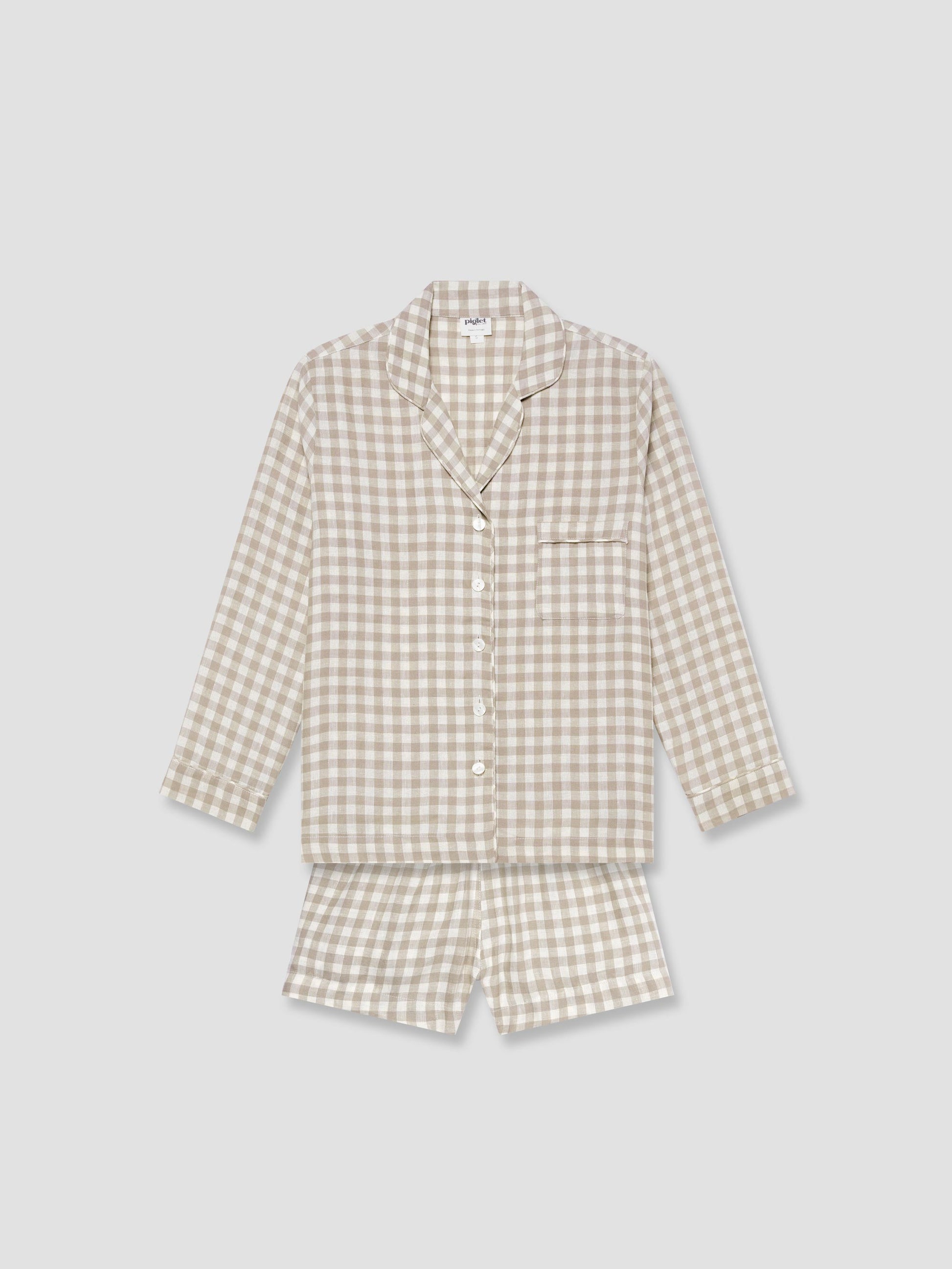 Mushroom Gingham Pajama Shorts Set