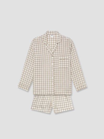 Mushroom Gingham Pajama Shorts Set