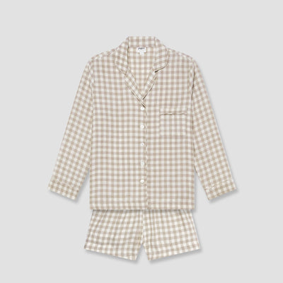 Mushroom Gingham Pajama Shorts Set