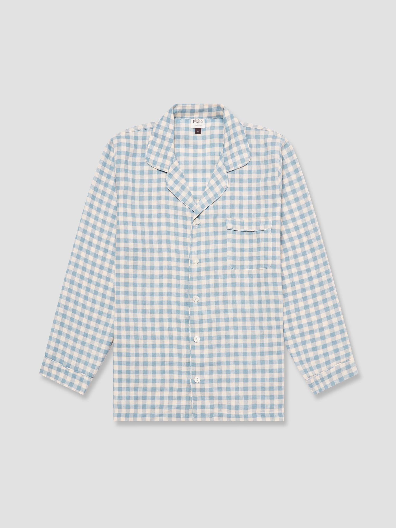 Warm Blue Gingham Linen Pajamas