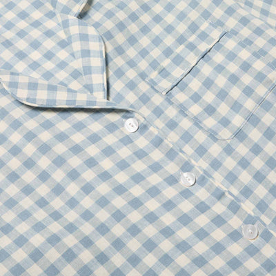 Warm Blue Gingham Linen Pajama Shirt (Top Only)
