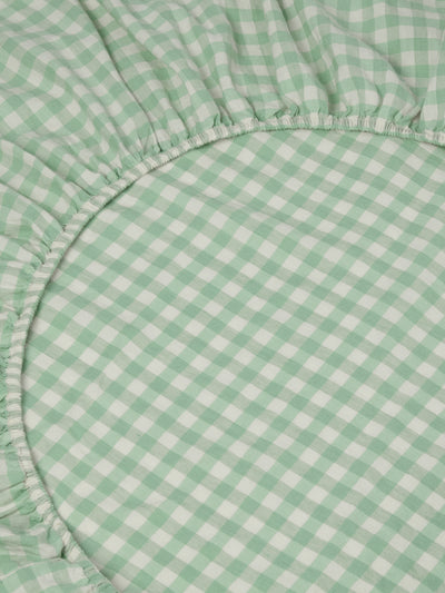 Sage Green Gingham Linen Blend Fitted Sheet - alternate image