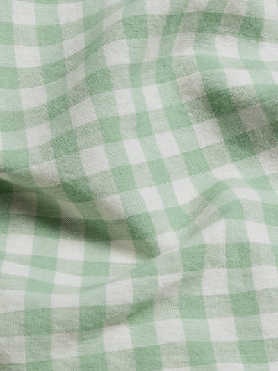 Sage Green Gingham Linen Blend Pillowcase (Pair)