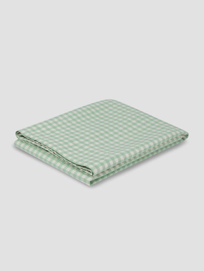 Sage Green Gingham Linen Blend Flat Sheet - alternate image