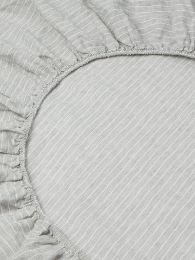 Gray Mini Stripe Linen Blend Fitted Sheet - alternate image