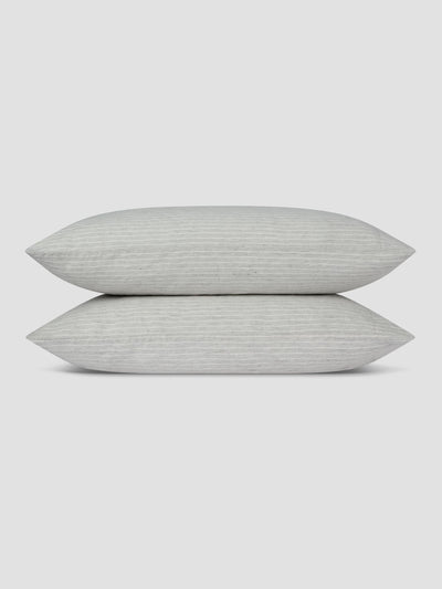 Gray Mini Stripe Linen Blend Pillowcases (Pair)