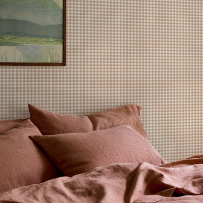 Warm Clay Gingham Wallpaper