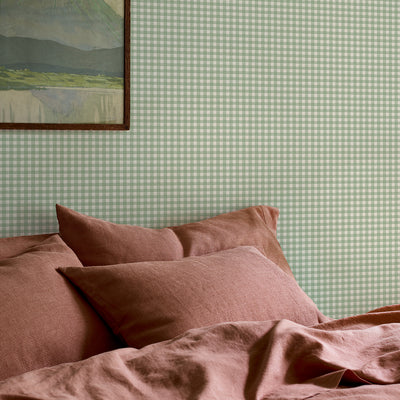 Winter Sage Gingham Wallpaper - alternate image