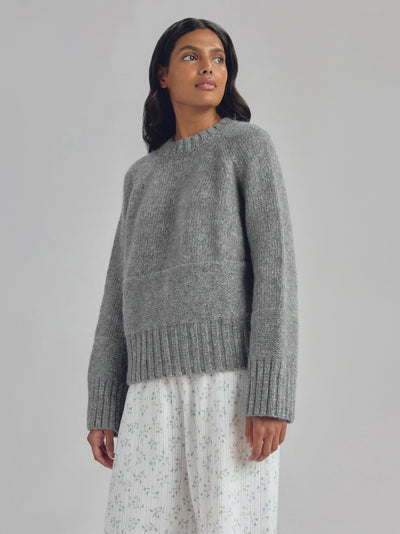 Grey Crew Neck Wool Jumper