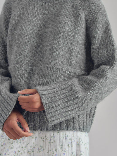 Grey Crew Neck Wool Jumper - alternate image