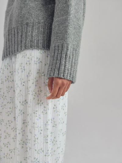 Grey Crew Neck Wool Jumper