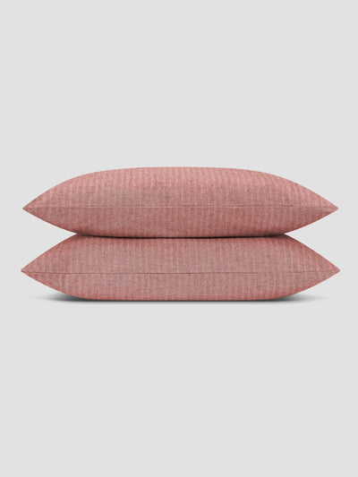 Auburn Red Herringbone Flannel Cotton Pillowcases (Pair) - alternate image