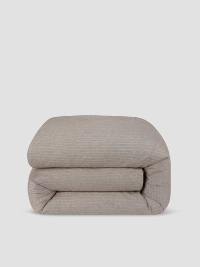 Mocha Herringbone Flannel Cotton Duvet Cover - alternate image
