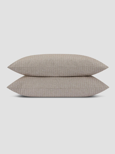 Mocha Herringbone Brushed Cotton Pillowcases (Pair)