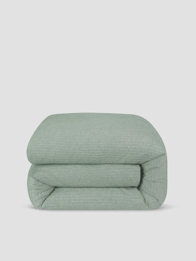 Spruce Green Herringbone Flannel Cotton Duvet Cover - alternate image