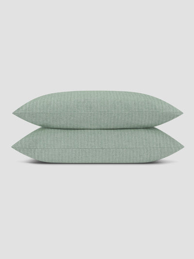 Spruce Green Herringbone Flannel Cotton Pillowcases (Pair) - alternate image